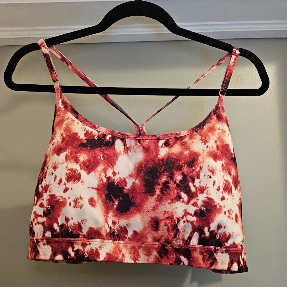 Ideology Womens Pink and White Tie Dye Sports Bra Size 3X NWT